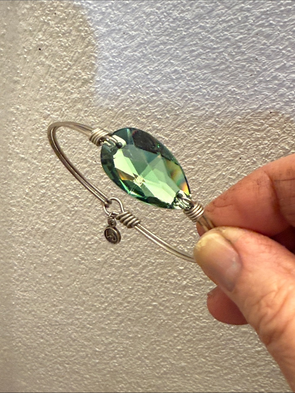 Luca + Danni Silver Wire Bracelet with Emerald Green Faceted Stone - Picture 9 of 9